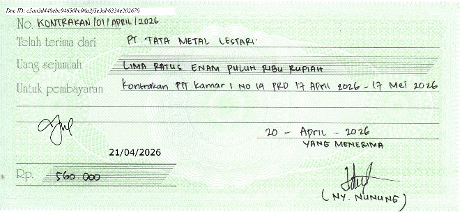 TML - Penyediaan Kontrakan Tukang Kamar 1 Oleh Bu Nunung Periode  17 April - 17 Mei 2026